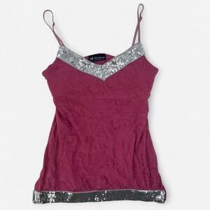 Y2K Hot Pink Cami With Sequin Trim